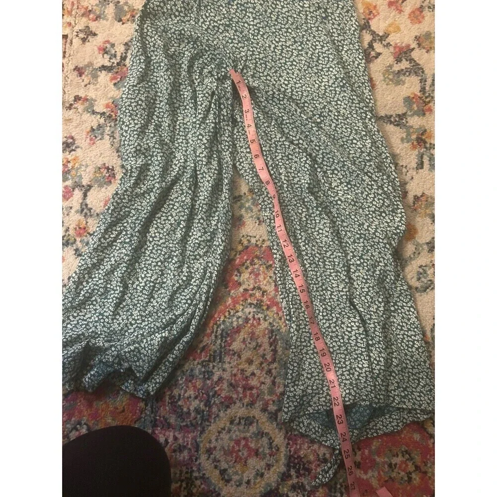 American Eagle Green White Ditsy Floral Print Halter Jumpsuit Size Small